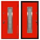 Снаружи: SteelLak RAL 3020, стеклопакет матовый с прозр. полосами Внутри: SteelLak RAL 3020
